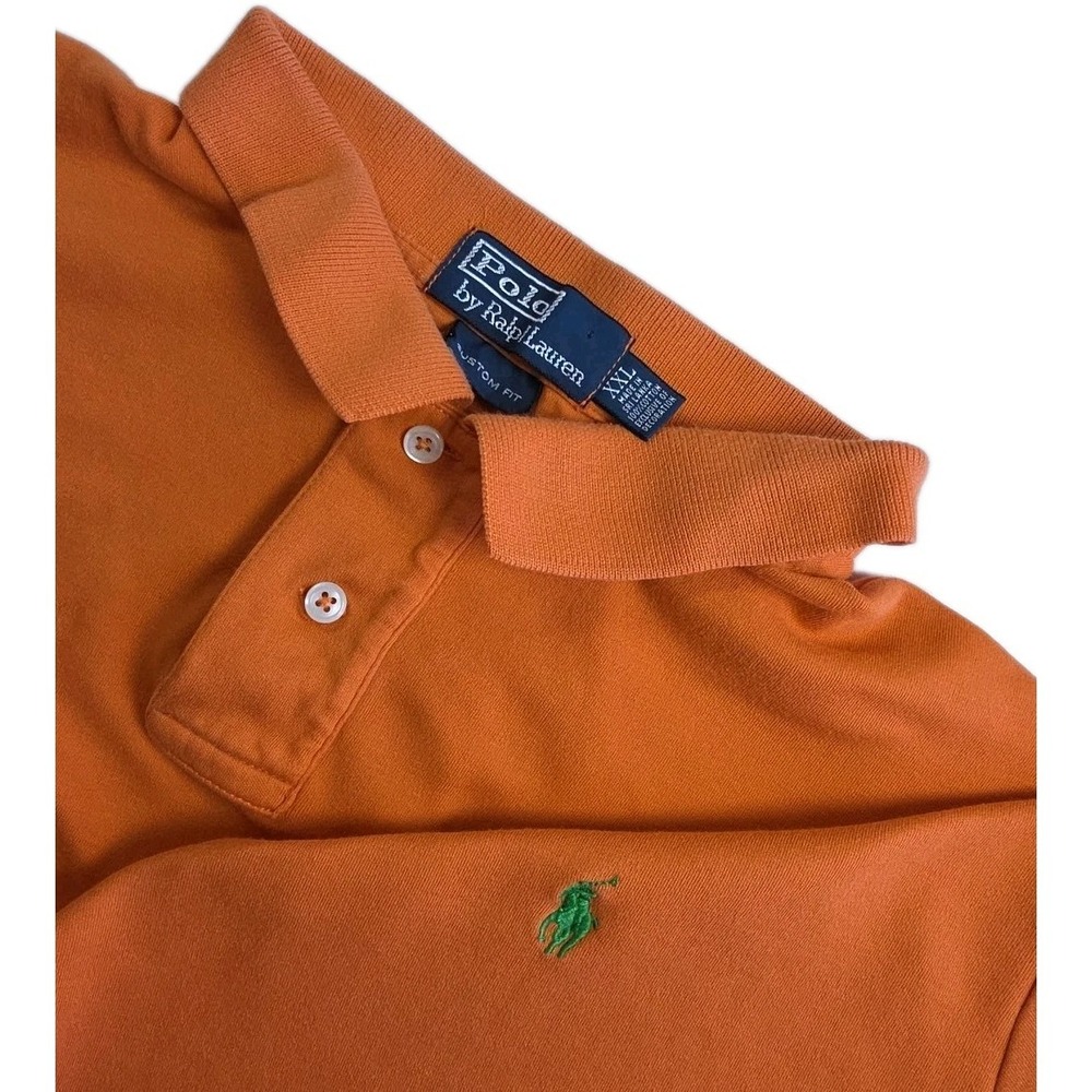 Polo Ralph Lauren SS Custom Fit Polo Men's‎ Size XXL ORANGE w/ GREEN Pony